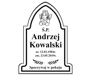 Grawerowana TABLICZKA nagrobna na grób na krzyż gotycka biała 20x15cm