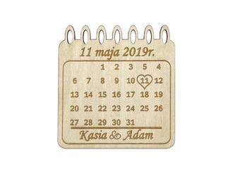 Magnes z GRAWEREM data kalendarz prezent pamiątka ślubu WALENTYNKI /S
