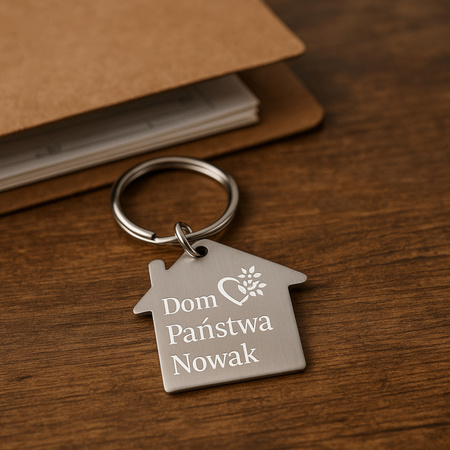 Metalowy brelok zawieszka do kluczy DOM z GRAWEREM