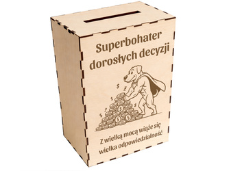 Duża drewniana skarbonka na 18 urodziny – z grawerem na prezent