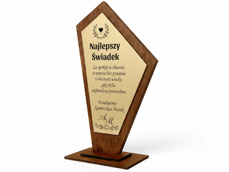 Podziękowanie dla Świadka / Świadkowej – statuetka z grawerem na ślub 