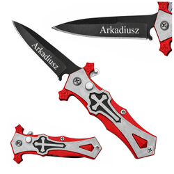 Scyzoryk nóż boczny składany sprężynowy GRAWER  czerwony