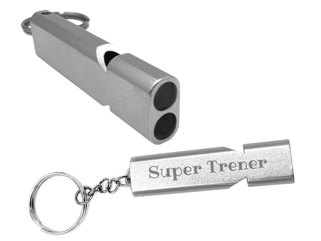GWIZDEK aluminiowy na prezent dla trenera z GRAWEREM gwizdek sygnałowy