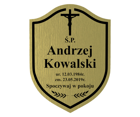 Grawerowana TABLICZKA nagrobna na grób na krzyż klasyczna srebrna 20x15cm