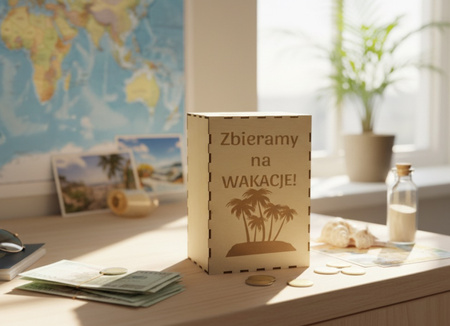 Duża drewniana skarbonka z własnym grawerem do decoupage 20x15cm