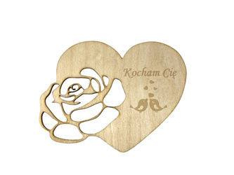 Drewniane SERCE róża GRAWER ozdoba decoupage