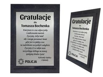 Gratulacje z okazji emerytury podziękowanie certyfikat z GRAWEREM prezent