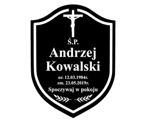 Grawerowana TABLICZKA nagrobna na grób na krzyż klasyczna czarna 20x15cm