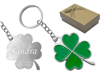 Brelok do kluczy koniczynka z GRAWEREM prezent Koniczynka metalowa