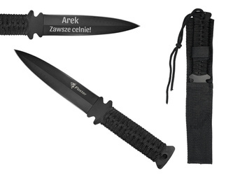 Czarny Nóż Rzutka scyzoryk 26cm GRAWER Zestaw z Pokrowcem na prezent