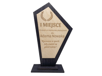 Drewniana statuetka z GRAWEREM  puchar podziękowanie na prezent GRAFIT