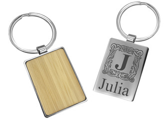 Bambusowy prostokątny brelok do kluczy z GRAWEREM prezent