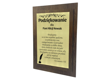 Podziękowanie z grawerem – personalizowany dyplom drewniany na prezent