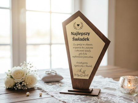 Podziękowanie dla Świadka / Świadkowej – statuetka z grawerem na ślub 