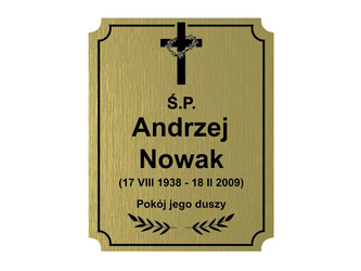 Grawerowana TABLICZKA nagrobna tabliczka na grób na krzyż prosta