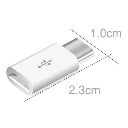 Adapter przejściówka micro USB na USB Type-C biała