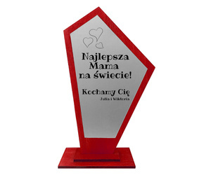 Statuetka prezent dzień matki upominek GRAWER red