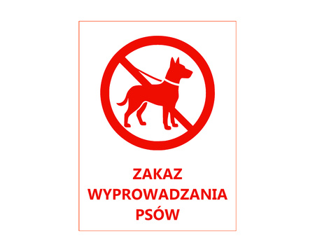 ZAKAZ WYPROWADZANIA PSÓW czerwona grawerowana tabliczka ZAKAZU 20x15cm 