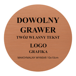 OKRĄGŁA grawerowana tabliczka 10x10 dowolny tekst logo na prezent miedź