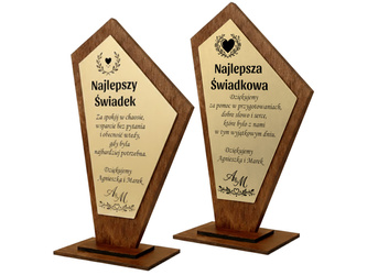 Zestaw podziękowań dla Świadka i Świadkowej – 2 statuetki z grawerem