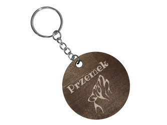 Brelok drewno do kluczy okrągły z GRAWEREM 5cm