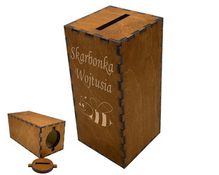 Drewniana skarbonka z GRAWEREM prezent urodziny