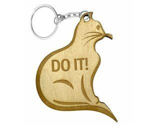 Brelok drewno do kluczy Kot kotek z GRAWEREM