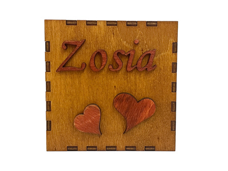 Drewniana skarbonka decoupage GRAWER prezent imię