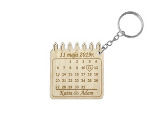 Brelok z GRAWEREM data kalendarz prezent pamiątka ślubu WALENTYNKI