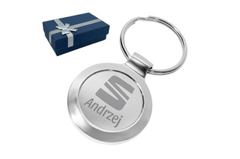 Okrągły brelok do kluczy z własnym GRAWEREM na prezent breloczek