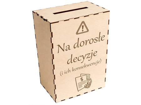 Duża drewniana skarbonka na 18 urodziny – z grawerem na prezent 