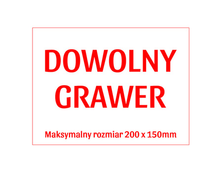 BIAŁA grawerowana tabliczka czerwony GRAWER dowolny tekst max. 20x15cm