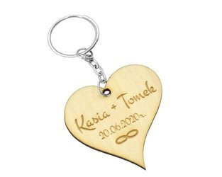 Brelok drewno do kluczy serce miłości z GRAWEREM