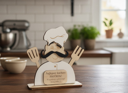 Drewniana statuetka z GRAWEREM KUCHARZ PREZENT DLA SZEFA KUCHNI KUCHARZA