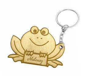 Brelok drewno do kluczy żaba żabka z GRAWEREM
