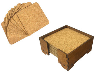 Podkładki korkowe pod kubek z pudełkiem 10 x podstawka zestaw