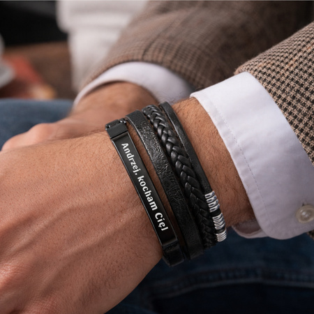 Bransoletka męska z grawerem – prezent dla mężczyzny stal szlachetna