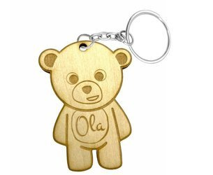 Brelok drewno do kluczy miś niedźwiedź z GRAWEREM