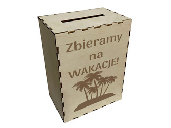 Duża drewniana skarbonka z własnym grawerem do decoupage 20x15cm