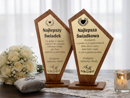 Zestaw podziękowań dla Świadka i Świadkowej – 2 statuetki z grawerem 