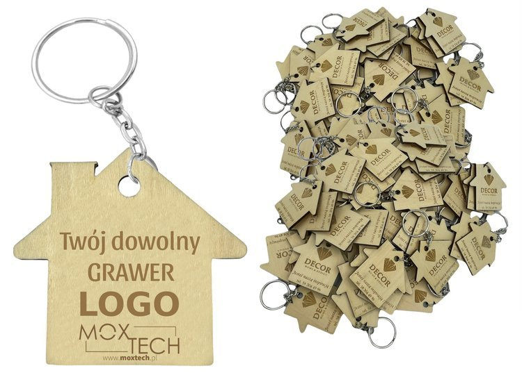 100 x Brelok do kluczy dom domek GRAWER logo