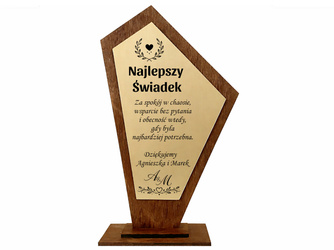 Podziękowanie dla Świadka / Świadkowej – statuetka z grawerem na ślub