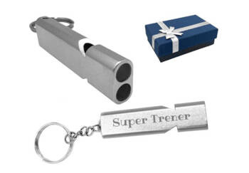 GWIZDEK aluminiowy na prezent dla trenera z GRAWEREM gwizdek sygnałowy