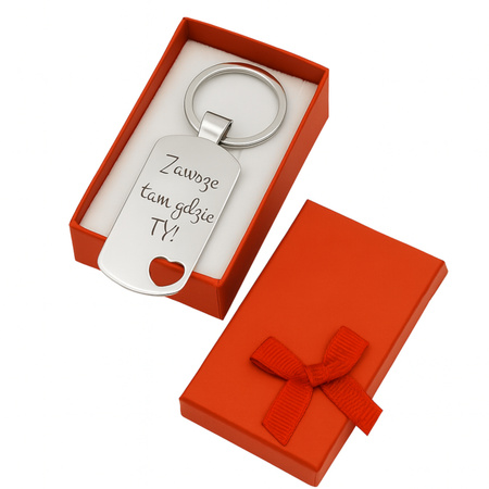 Metalowy brelok do kluczy z sercem na prezent z dowolnym GRAWEREM