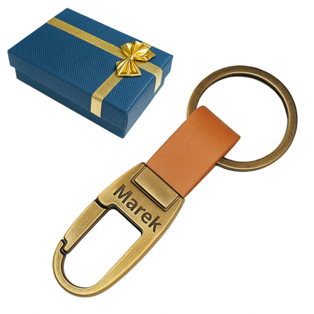 Brelok do kluczy z karabińczykiem GRAWER prezent brąz