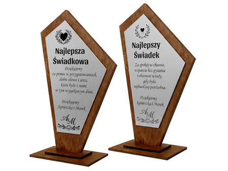 Zestaw podziękowań dla Świadka i Świadkowej – 2 statuetki z grawerem 