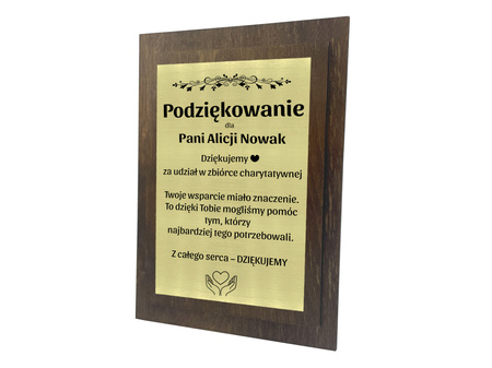 Podziękowanie z grawerem – personalizowany dyplom drewniany na prezent