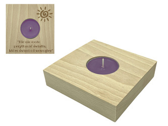 Świecznik drewniany ozdoba z GRAWEREM tealight