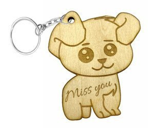 Brelok drewno do kluczy piesek z GRAWEREM PIES