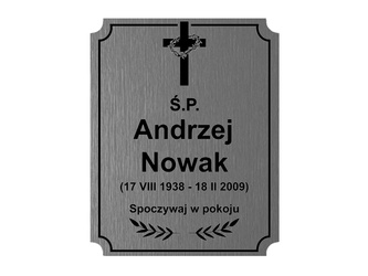 Grawerowana TABLICZKA nagrobna tabliczka na grób na krzyż prosta